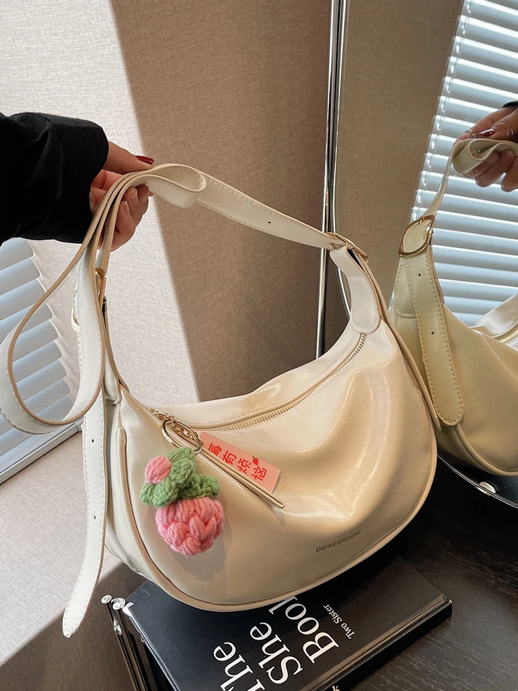 

Fashion Women Causal Shoulder Bag 2023 New High-quality PU Leather Luxury Designer Black White Green Messenger Hobos Bag