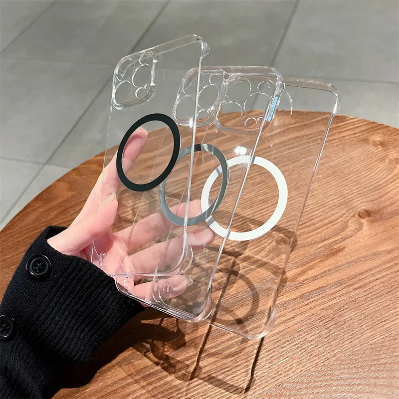 Бескаркасный Прозрачный жесткий чехол из поликарбоната для Magsafe Магнитный