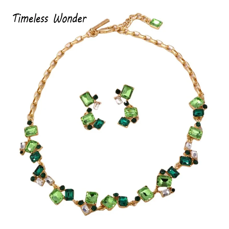 Вневременное чудесное ретро кристальное гео-паве ожерелье N серьги-гвоздики для