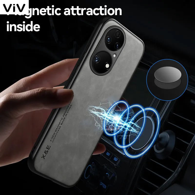 

Luxury Leather Magnetic Phone Case For Huawei P50 Pro P30 P40 P20 Lite Mate 40 30 20 20X Nova 5T 8 9 Full Protective Matte Cover