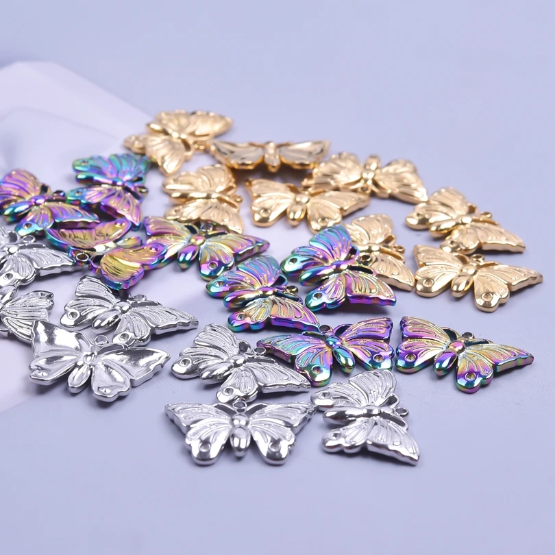 

5PCS Butterfly Metal Fashion 2022 Women Necklace pendentifs Stainless Steel Charms Accessories Making Pendulum Jewelry collier