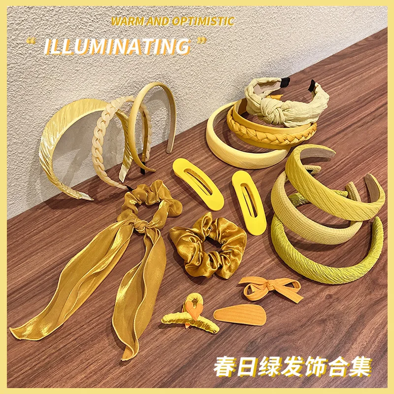 Весенняя желтая губчатая повязка на голову модные аксессуары для волос Женская