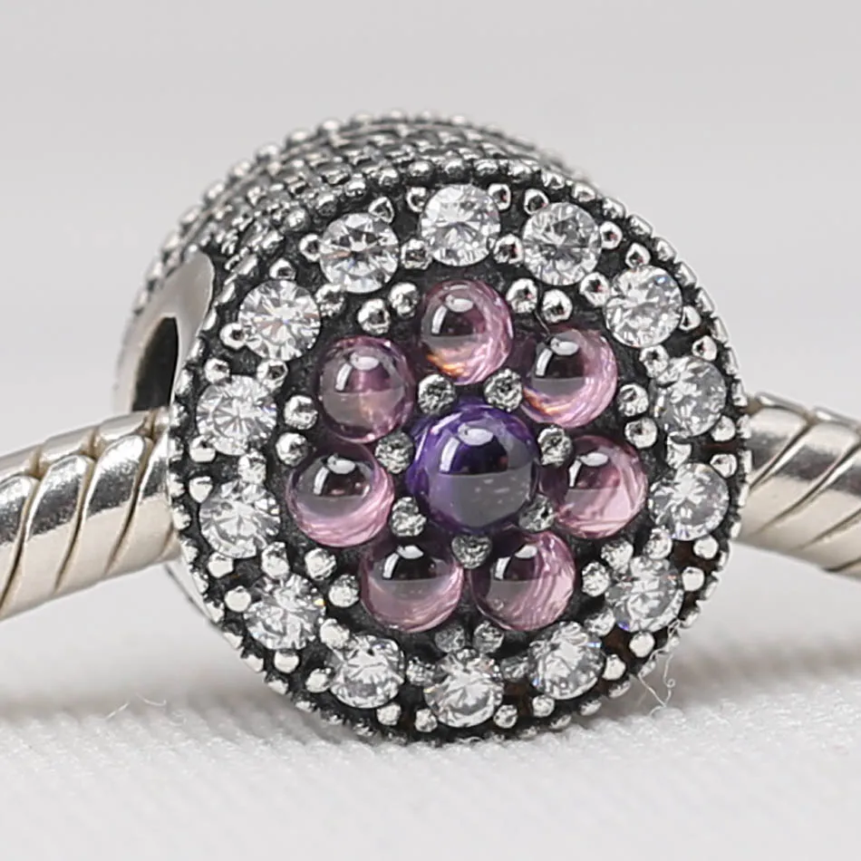 

Аутентичные бусины из стерлингового серебра S925, ювелирные изделия «сделай сам», ослепительные цветочные шармы подходят для браслета Пандоры, браслета, подарка для девушки