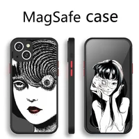 jtomie junji itou apanese horror comic transparent magsafe magnetic magnet phone case for for iphone 13 12 11 pro max mini