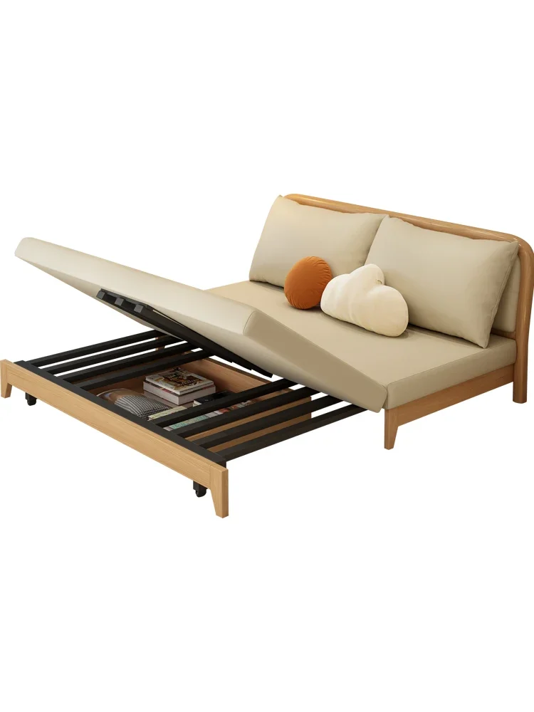 

Современный простой многофункциональный складной диван-кровать из массива дерева для маленькой квартиры гостиной телескопическая кровать