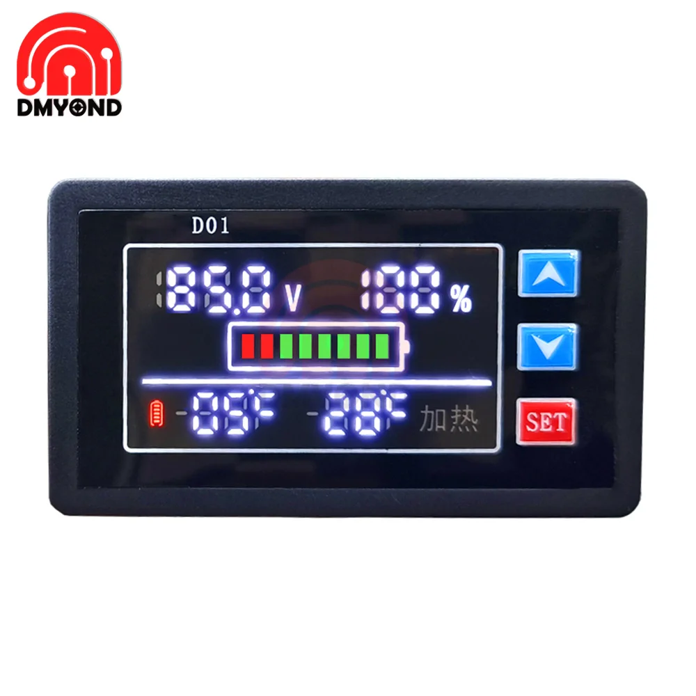 

Digital Display Voltmeter Battery Power Indicator Lithium Battery Power Detector DC9V-100V with Temperature Control Function
