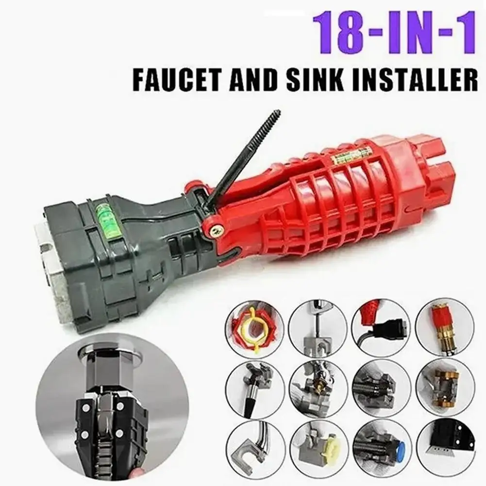 

YOUZI 18 In 1 Faucet Sink Installer Tools Pipe Wrench Kitchen Bathroom Maintenance Tools For Plumbers Homeowners