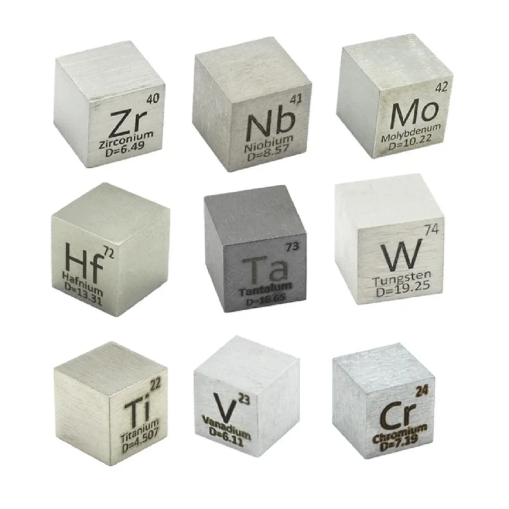 Element Cube 10mm Titanium Zirconium Hafnium Vanadium Niobium Tantalum Molybdenum Chromium Tungsten Teaching Specimen Collection