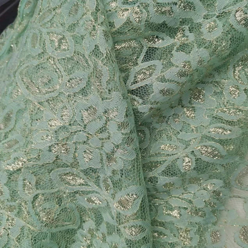 

Gold Thread Lace Grey Mesh Fabric Transparent For Dress Garment Accessories Silk Scarf Veil Headdress DIY Material