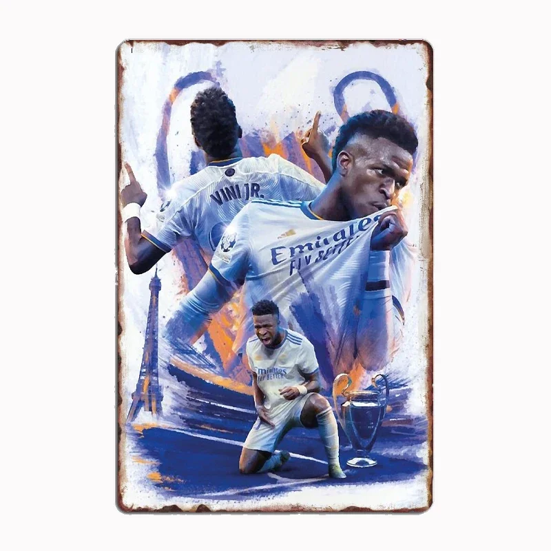 Vinicius Junior JR Football Sport Металлическая вывеска Декор гаражной комнаты Живой бар на
