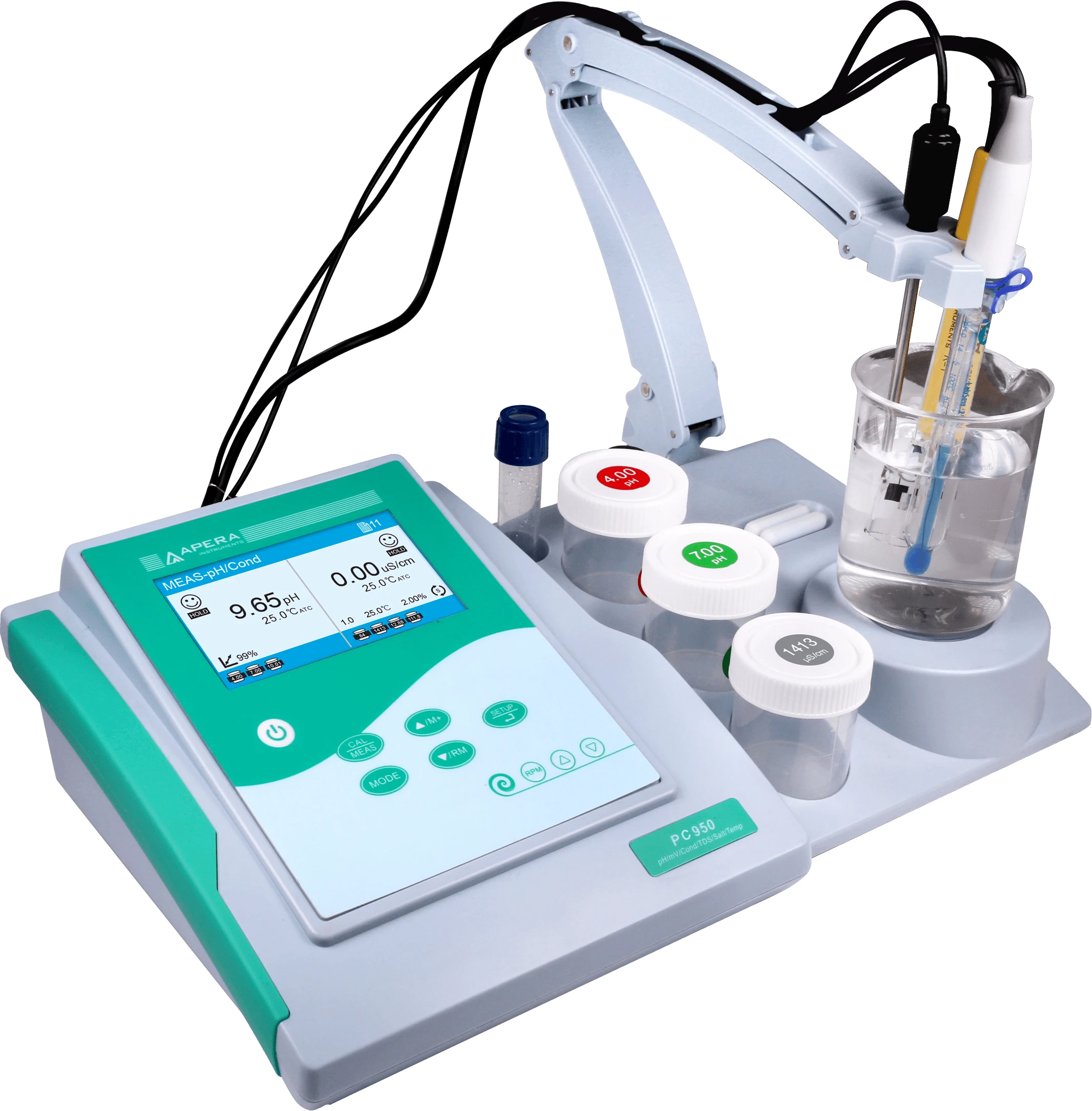 

PC950 Benchtop pH/Измеритель проводимости pH/мВ/проводимости/TDS/солености/температуры с испытательным стендом
