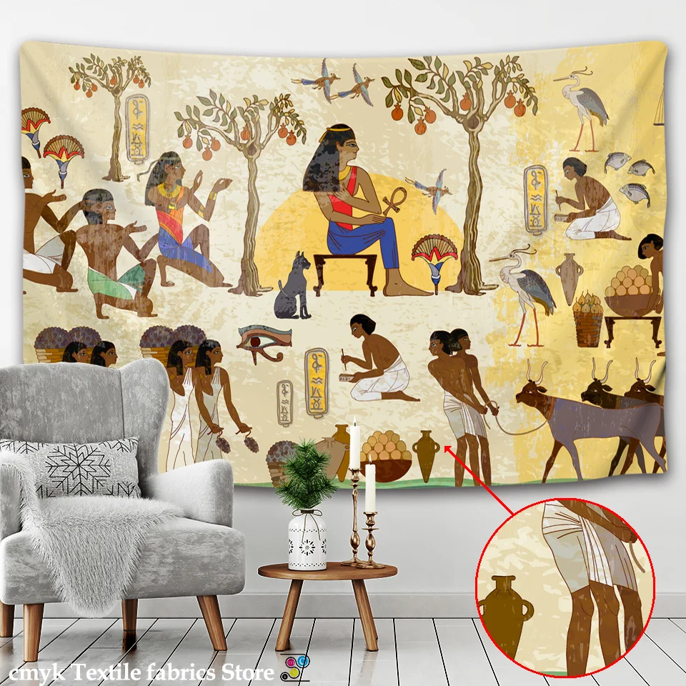 

Yellow Ancient Egypt Tapestry Wall Hanging Old Culture Printed Hippie Egyptian Tapestries Wall Cloth Home Decor Vintage Tapestry