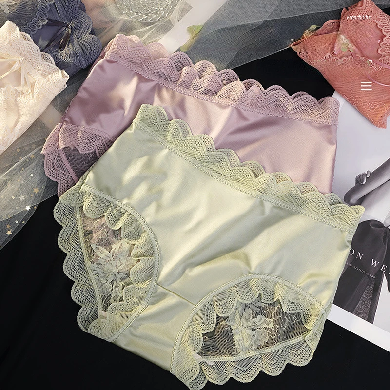 

4 шт., женские хлопковые трусики, цветочные кружевные трусы, нижнее белье, удобные трусики для женщин, сексуальное нижнее белье со средней посадкой