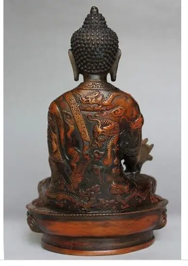 

21 cm Old Tibetan Brass Buddhism Bodhisattva Sakyamuni Buddha Statue bronze Copper Brass Protect Pray