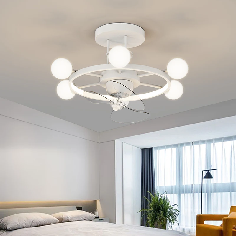 

Modern Led Ceiling Fan With Light DC Motor 6-Speed Timing Fan 50CM Low Floor Loft Remote Control Decorative Fan With Light