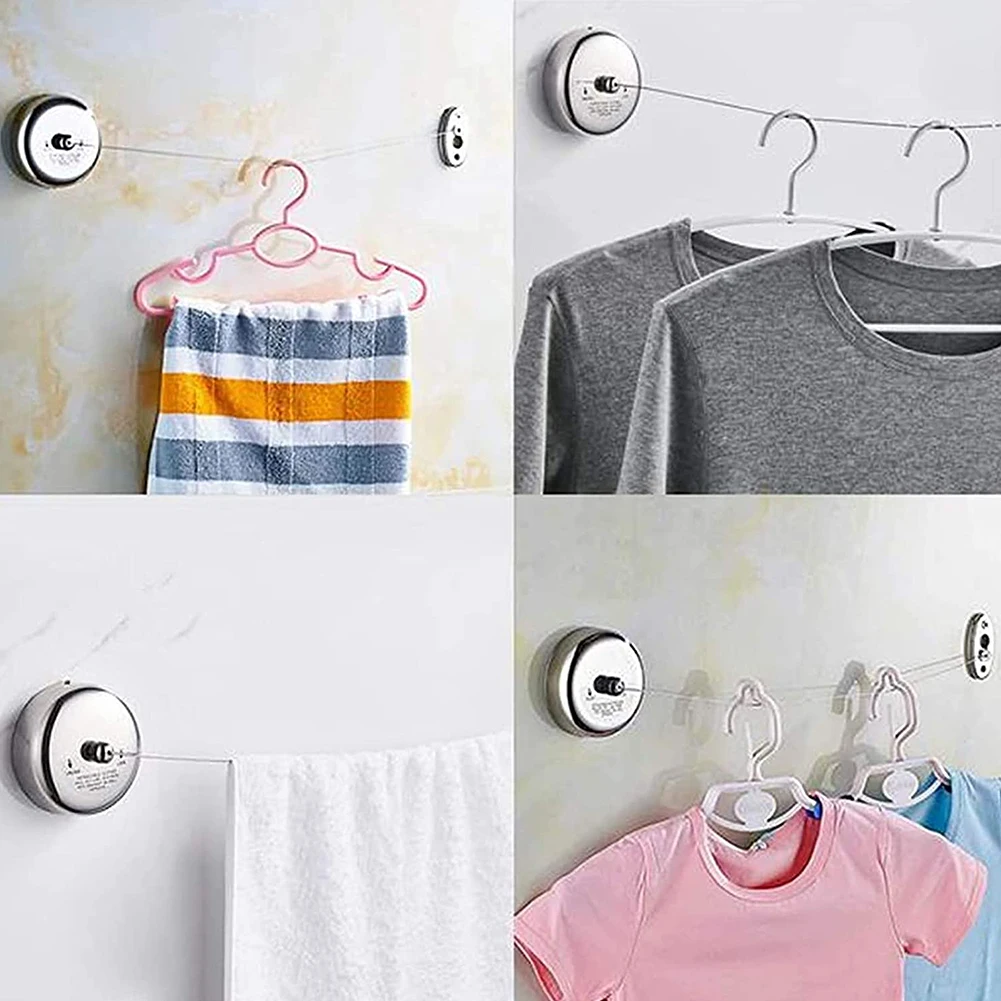 

Clothesline Extendable Stainless Steel Outdoor Retractable Clothesline Balcony Hanger Drying Rack Clothe Rope For Household