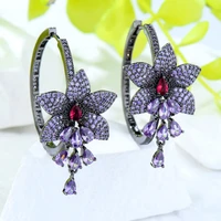 soramoore new luxury statement big purple shiny pendant earrings for women show party occasion jewelry best ladies gift