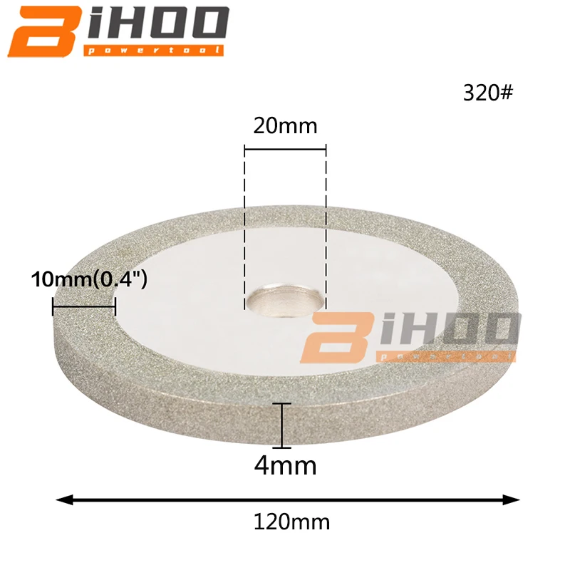 

4 шт. 120x20x10x4 320 # Алмазный шлифовальный круг круглый диск серебристый металл подходит для вольфрамовой стали резец инструмент затачивание