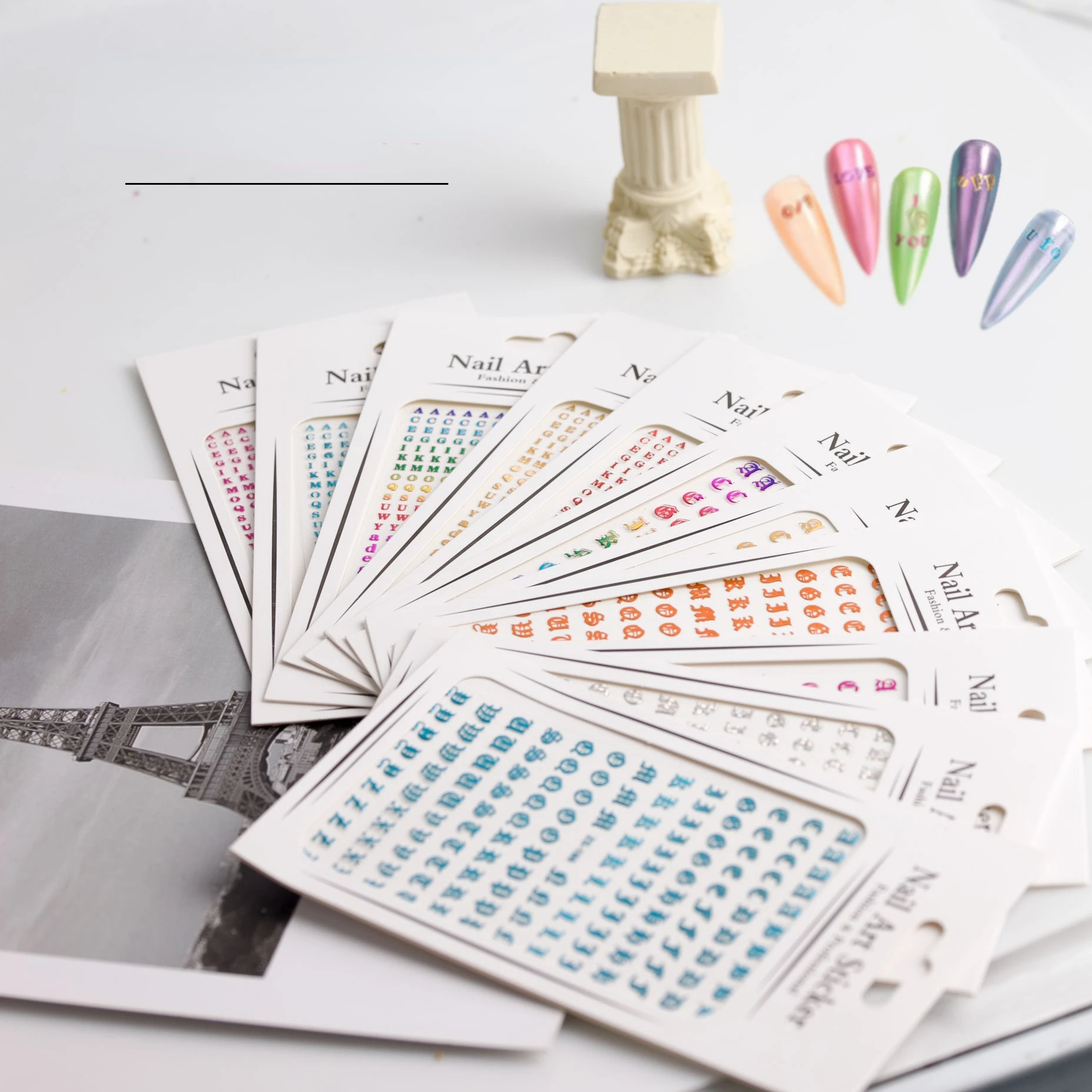 

26 Alphabets 3D Laser Nail Stickers DIY Colorful Letter Stickers For Nails Adhesive Decals Manicure Nail Art Decorations