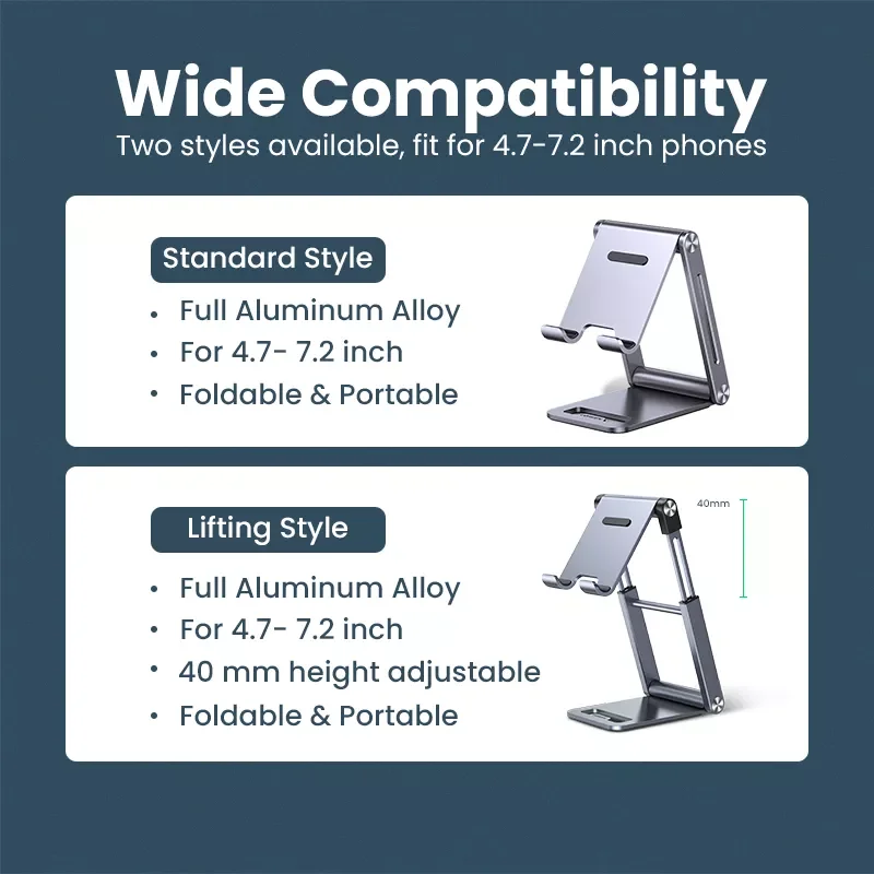 

2023 U-G-REEN Phone Stand Aluminum Cell Phone Adjustable Desk Phone Holder for iPhone 13 12 Pro Max Tablet Support Mount Holder
