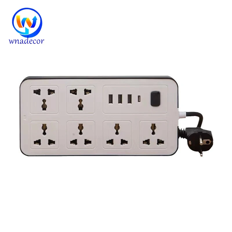 

10pcs Universal AC Power Strips Extension Cord Socket 3USB Type-C Outlet 2500W Electrical Charge Adapter Polybag Houseware
