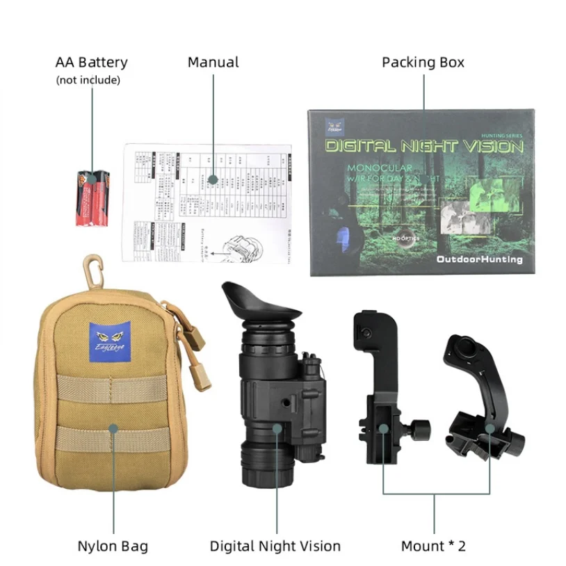 Factory EAGLEEYE Tactical PVS-14 Night Vision Scope IR Digital Night Vision Monocular With J Arm W Pacatinny Rail HS27-0008