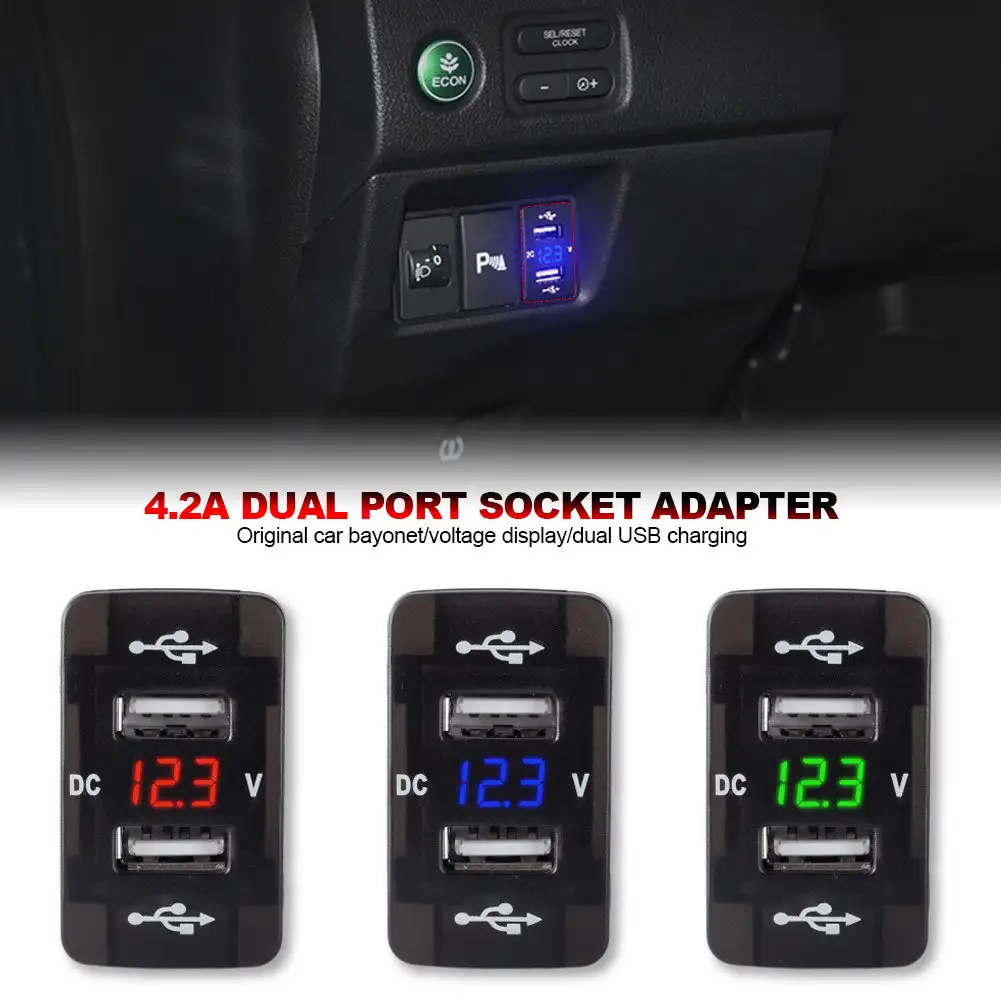 

Зарядное устройство Toma на два порта, 4,2 А, 12 В, 24 В, со встроенным USB-портом и вольтметром, зарядное устройство для Honda Crv CB500X