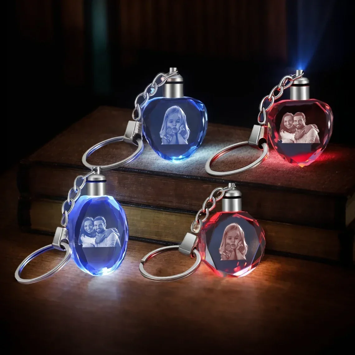 Хрустальный брелок со светодиодной подсветкой внутри бесплатная гравировка