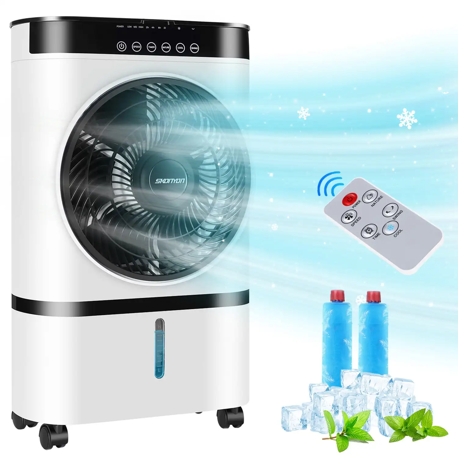 

Air Cooler Portable Evaporative Air Cooler Fan with Remote Control Casters