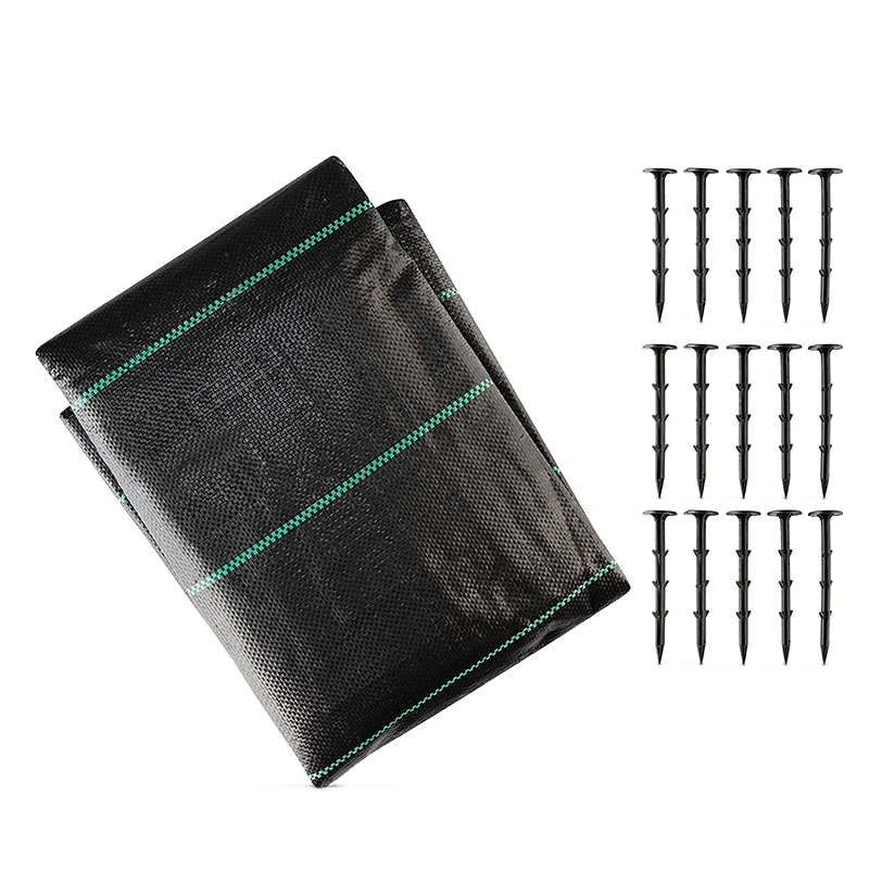 

Мембрана для сорняков, 2 м x 5 м, ткань для борьбы с сорняками, мембрана для ландшафтного покрытия, с 50 закрепляющими колышками для ландшафтног...