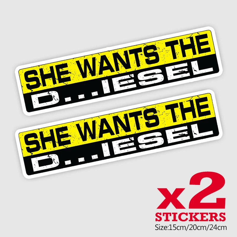 

CS11543# 2 Pieces/Pack PVC Decal SHE WANTS THE DIESEL Sticker Waterproof Accessories on Bumper Rear Window Truck Motorcycle