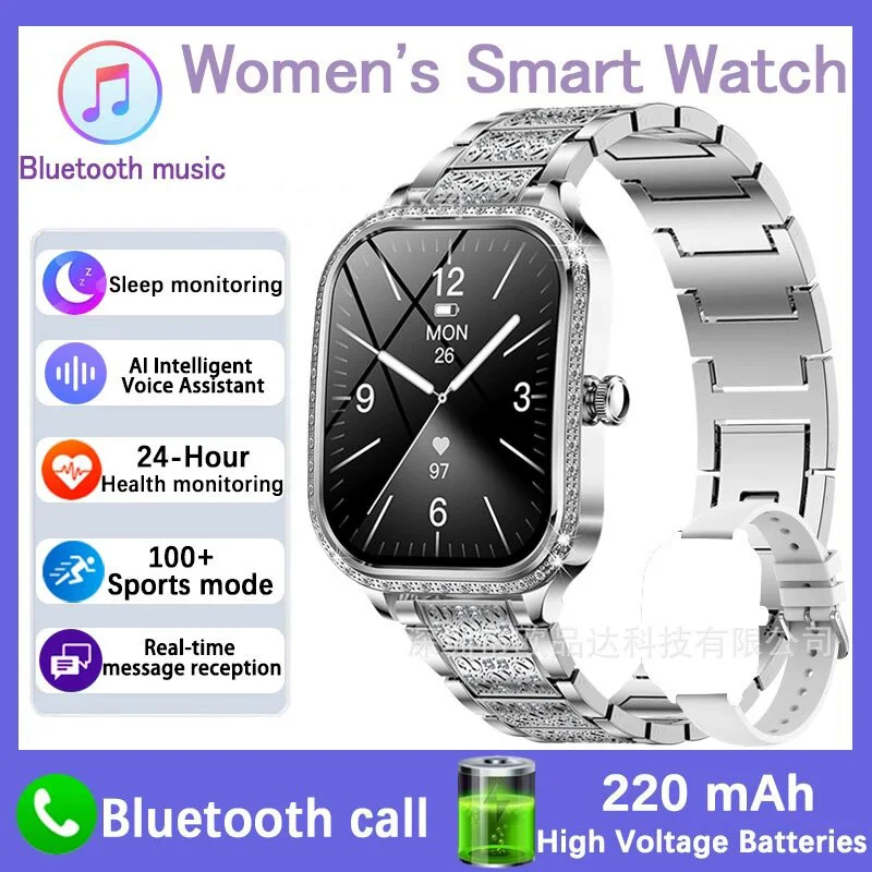 Фото Новые модные женские умные часы с AMOLED HD-экраном, Bluetooth-вызов, IP68, водонепроницаемые, подходят для Android и iOS, женские умные часы №1