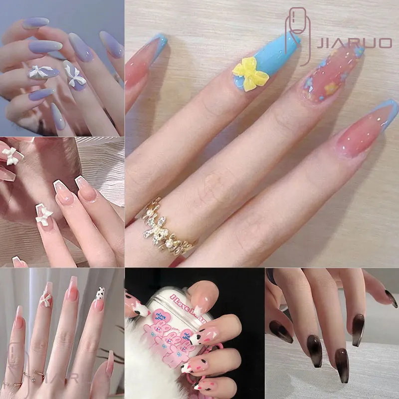 

Long Fake Nails Tips Press on Nail False Art Forms for Extension with Glue Stick Stickers Reusable Set Design Acrylic Artificial