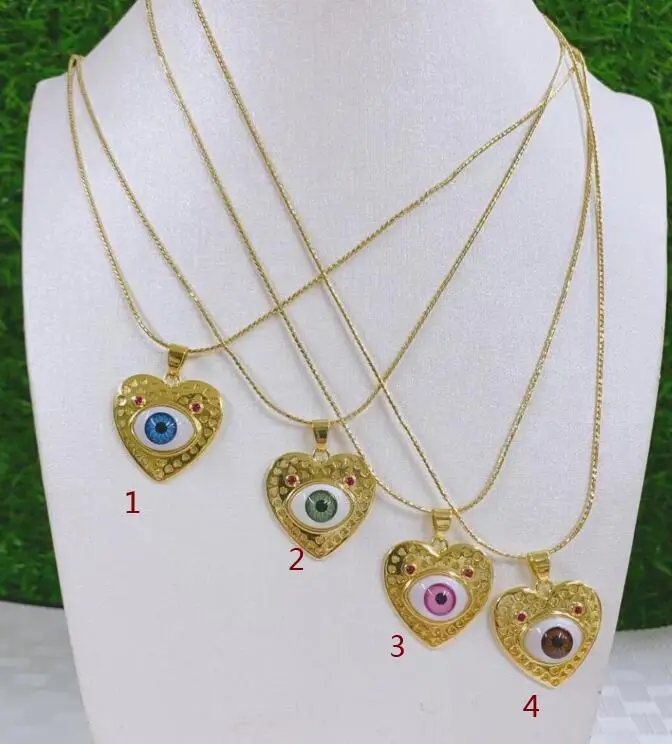 

1pcs heart Resin CZ Zircon Crystal Evil Eye Pendant Necklaces For Women Jewelry Turkish Blue Eye Sweater Clavicle Chain df43s
