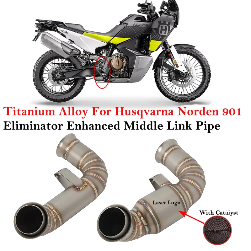 

Titanium Alloy Slip On For Husqvarna Norden 901 Motorcycle Exhaust Modify Escape System Muffler Catalyst Delete Middle Link Pipe