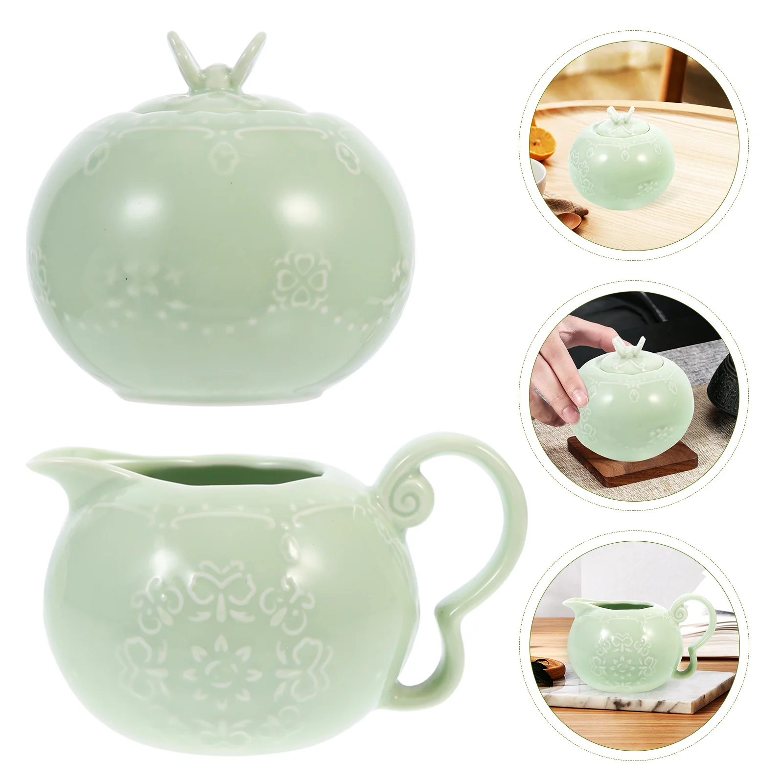 

1 Set of Ceramic Sugar Jar and Creamer Sugar Container Home Pot Home Tableware