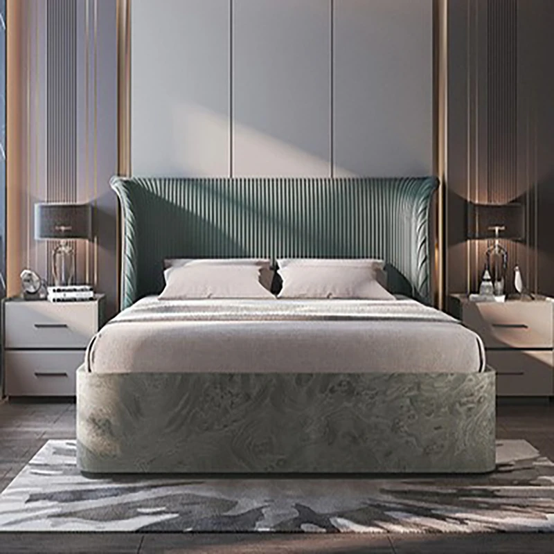 Светильник Кая кожаная кровать двойного стиля с высокой спинкой итальянская