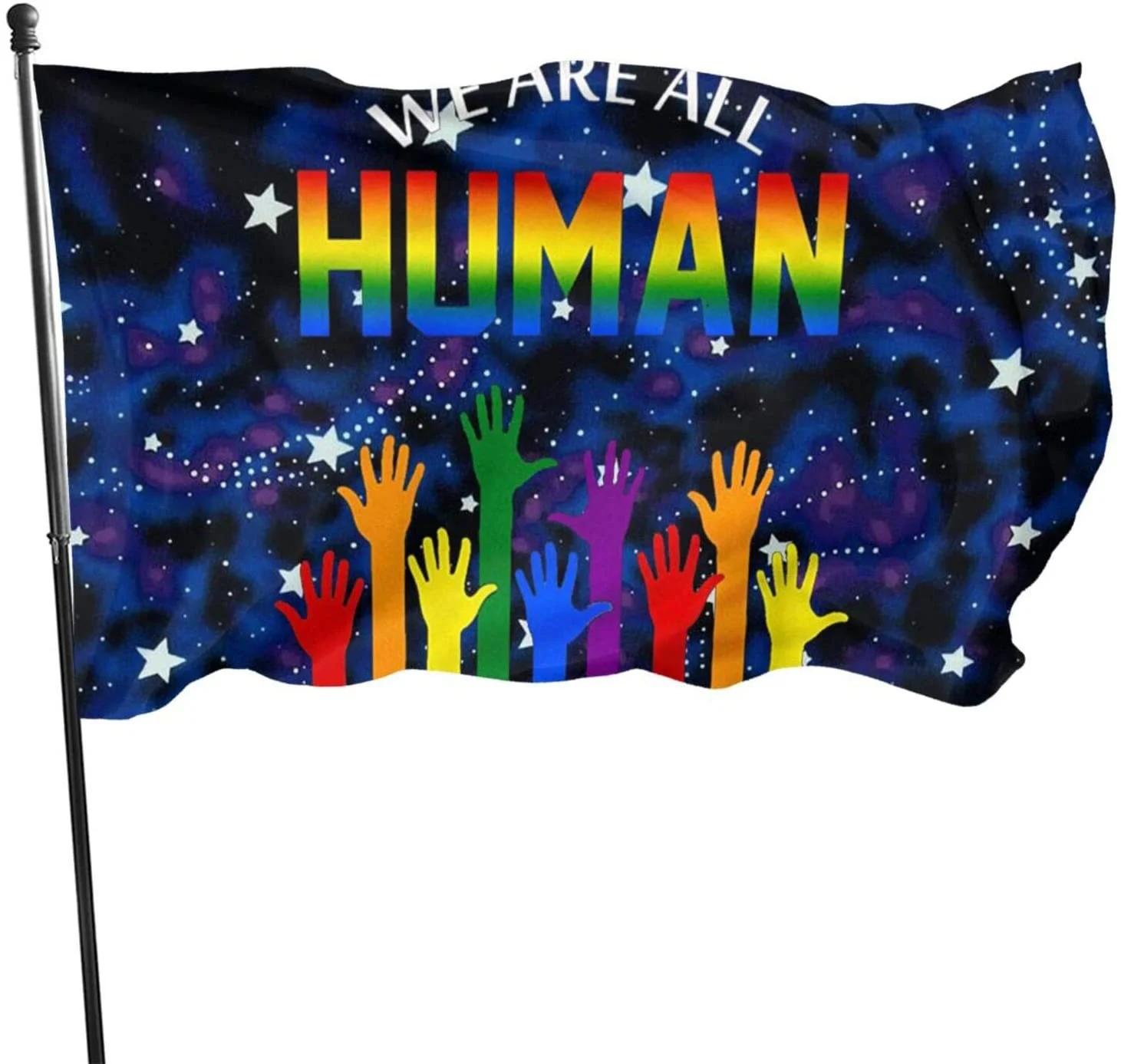 

We are All Human Flag 3x5 Ft Fade Proof Banner Header and Double Stitched Flags Polyester for Garden
