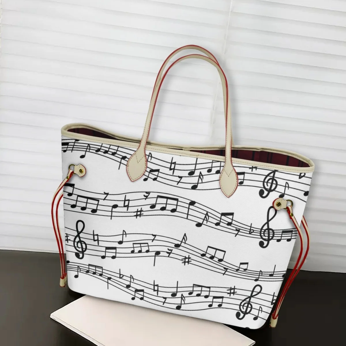 

Fahion Music Note Women Shopping Tote Office Female Leisure Water Proof Shoulder Handle Bag Trend Multi Capacity Light Big Pouch