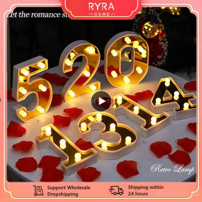 

1~10PCS Gold White Luminous 26 English LED Letter Night Light Alphabet Number Lamp Christmas Wedding Birthday Party Propose
