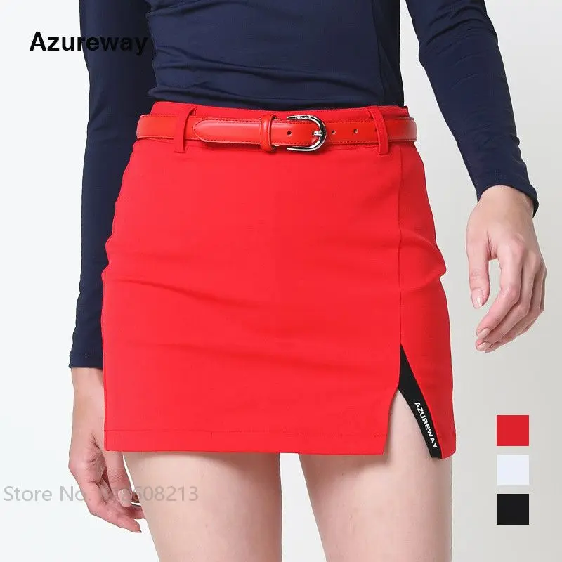 Azureway Ladies Korean Golf Skirt Female High Waist Split Golf Shorts Skirts Women Slim Casual Skort Anti-exposure Bottom S-XXL
