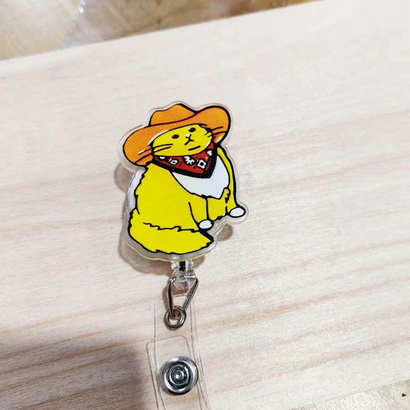 Забавная катушка для значка с желтым котом выдвижная милая идентификационная