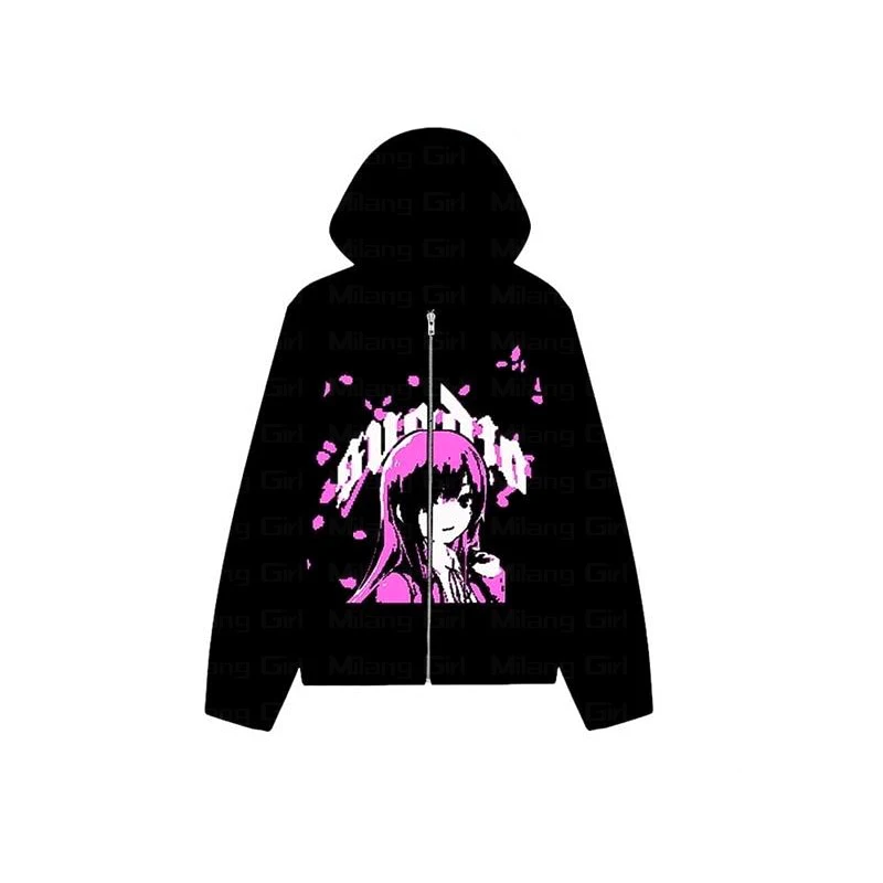 

Punk Gothic anime Print Hoddie y2k clothes For Men Zip Hoodie Women Sweatshirts Oversized hoodie Kawaii Unisex Hooded Jackets