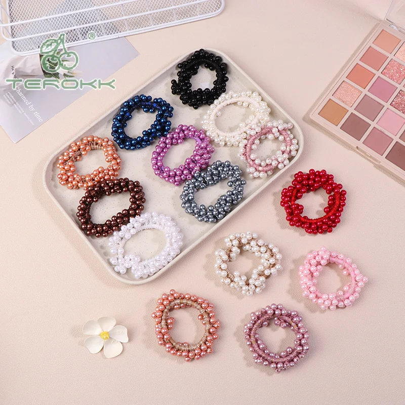 Резинки для волос с жемчугом девочек роскошные большие элегантные Завязки