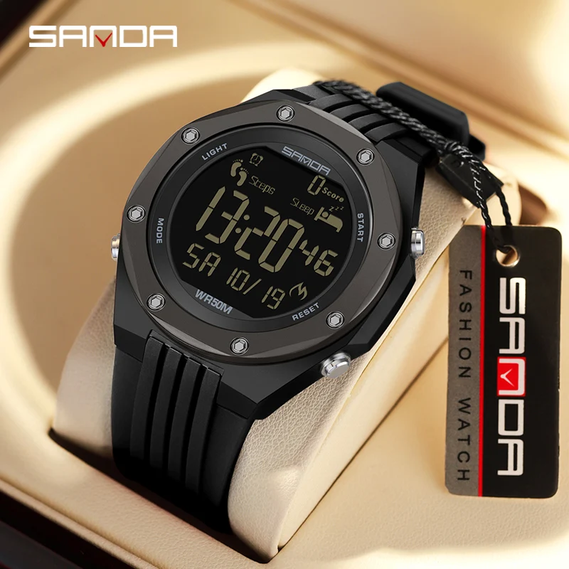 

SAMDA 6117 Top New 2023 Step Calorimeter Single Display Electronic Watch Simple Nightlight 50M Waterproof Sports Digital Watches