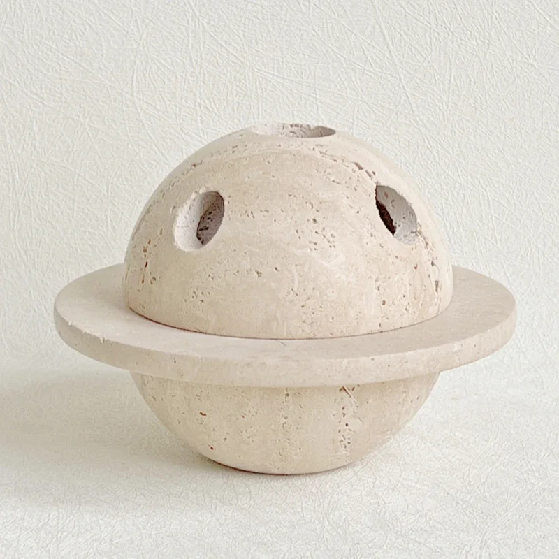 Ваби-саби желтый травертин декоративный камень 3 отверстия натуральный мрамор