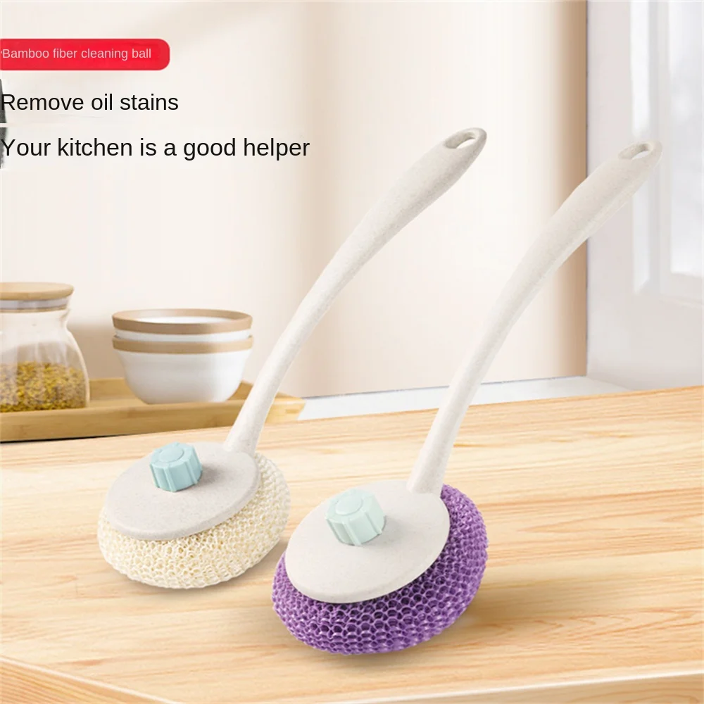 

Oil Decontamination Bamboo Fiber Cleaning Ball Easy Cleaning Non-stick Pan Brush Rustproof Bathroom Cleaning Brushes