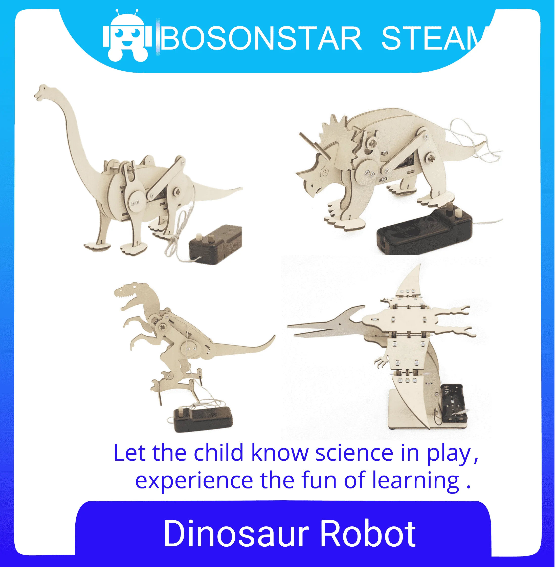 

DIY Assembled Model Electric Dinosaur Robot Science Discovery STEM Education Physics Experiment Kit For Children Gifts