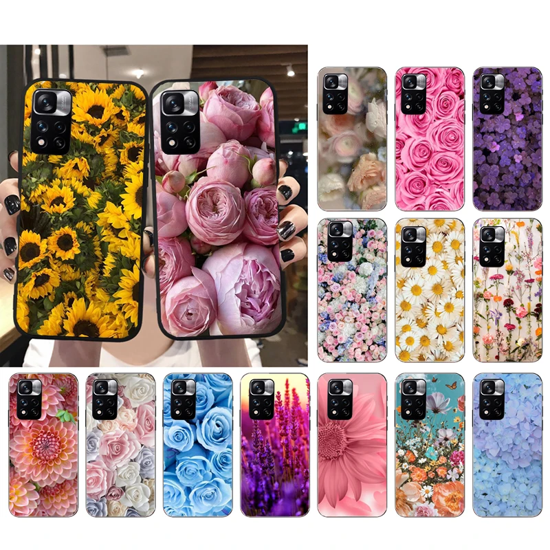 

Phone Case for Xiaomi Redmi Note 12 Pro 11 11S 11T Pro 10 9 Pro 10S Redmi 10 9 10C 9C Flowers Rose Daisy Sunflower