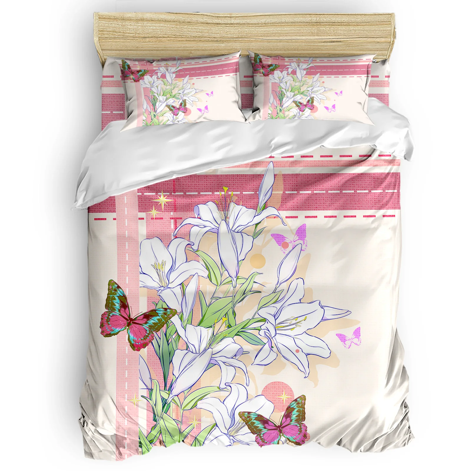 

2/3/4 шт., Комплект постельного белья с изображением цветов и бабочек